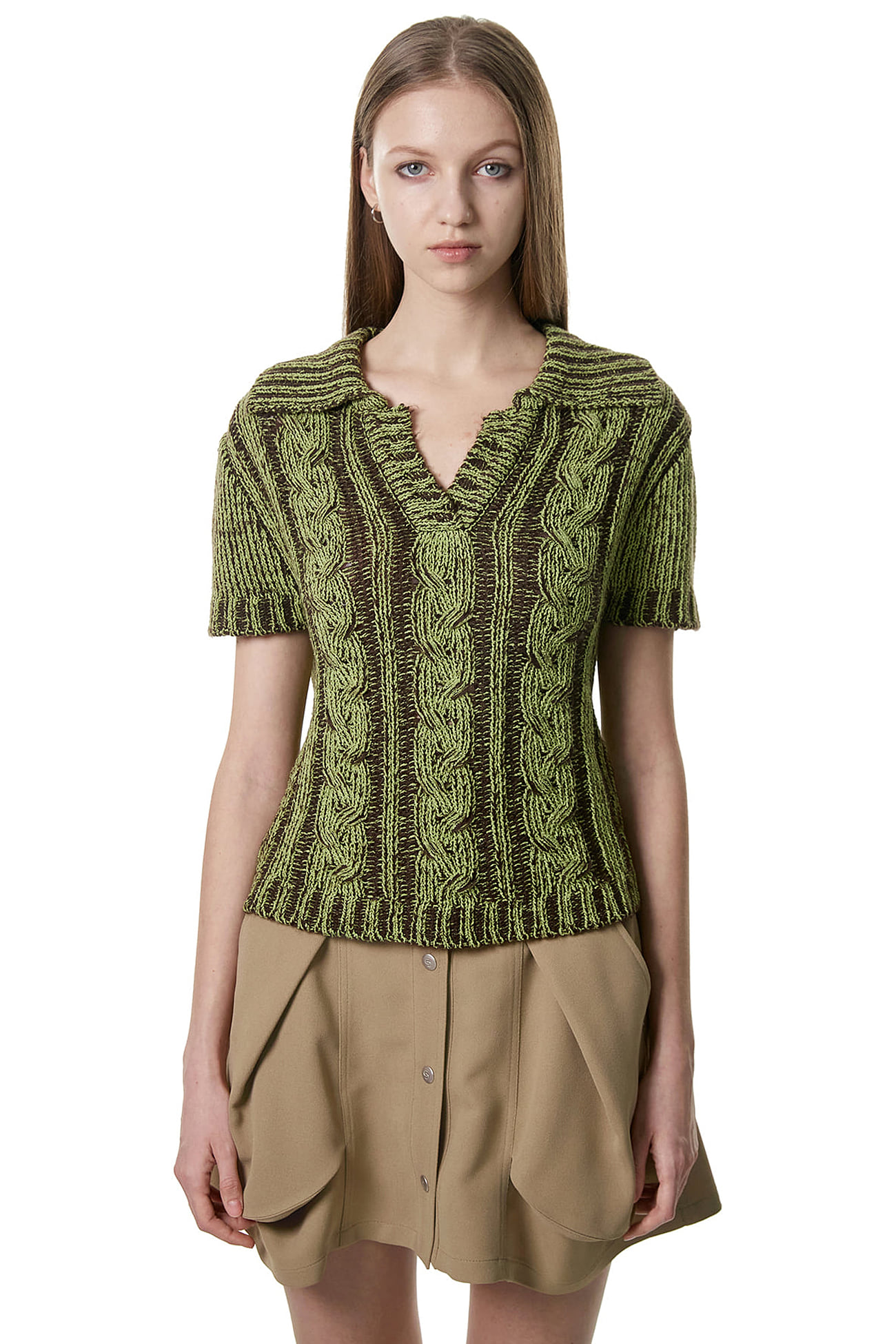 CABLE HALF BLEND KNITWEAR / GREEN, 세릭